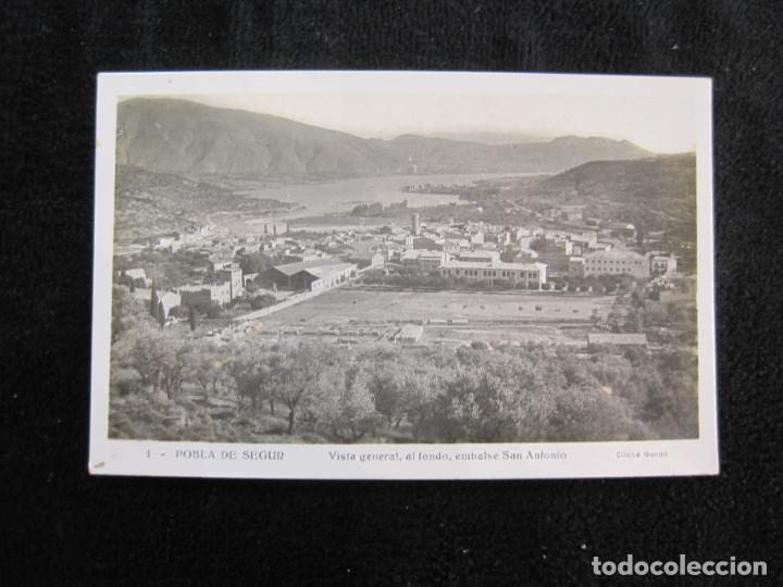 Postales: POBLA DE SEGUR-VISTA GENERAL, AL FONDO EMBALSE SAN ANTONIO-CLICHE GORDO-1-POSTAL ANTIGUA-(78.636)