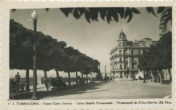 Postales: N&ordm; 1-TARRAGONA. Paseo Calvo Sotelo. Circulada en 1950. ED. FICA