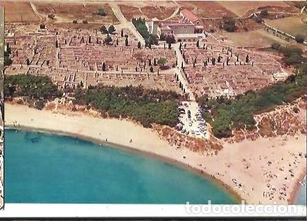 Postais: POSTAL A COLOR 1103 COSTA BRAVA AMPURIAS VISTA EREA DE LA PLAYA Y RUINAS EDICIONES AEROPOST