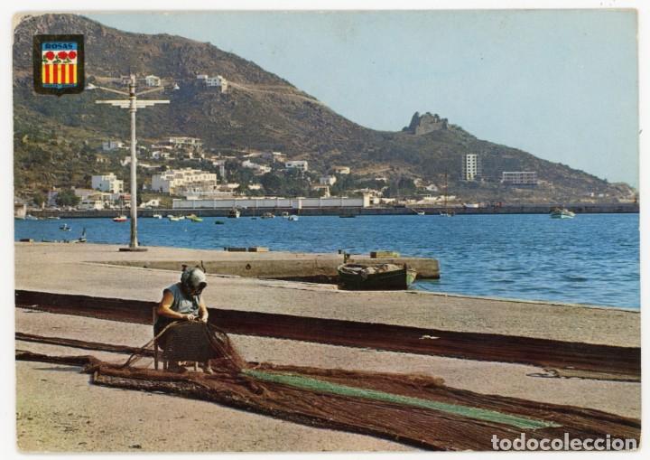 Postkarten: m01789 Roses Vista Parcial Del Puerto 1967 Escudo De Oro N&ordm;3166 remendadora redes