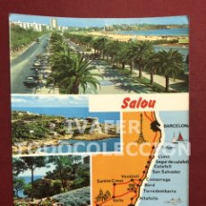 Postales: POSTAL SALOU, TARRAGONA, VARIAS VISTAS Y MAPA DE LA COSTA, AÑOS 70