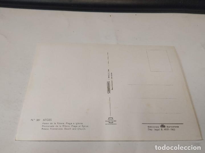 Postales: GARRAF - POSTAL SITGES - PASEO DE LA RIBERA - PLAYA E IGLESIA - Foto 2