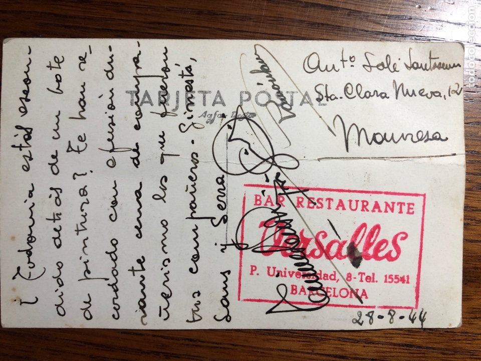 Postales: POSTAL RESTAURANTE VERSALLES DE BARCELONA - Foto 3
