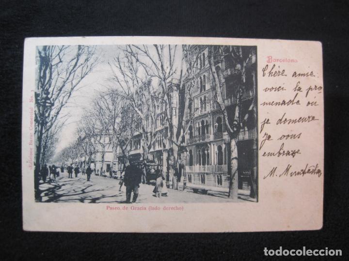 Postkarten: BARCELONA-PASEO DE GRACIA-LADO DERECHO-REVERSO SIN DIVIDIR-POSTAL ANTIGUA-(80.113)