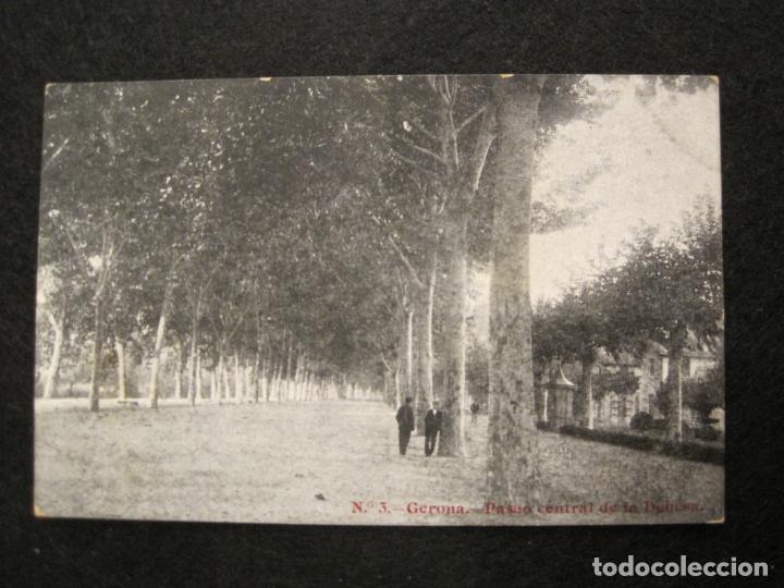 Postales: GIRONA-PASEO CENTRAL DE LA DEHESA-DALMAU CARLES & CIA-REVERSO SIN DIVIDIR-POSTAL ANTIGUA-(80.752)