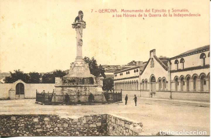 Postales: GERONA-MONUMENTO DEL EJERCITO Y SOMATEN-H&Eacute;ROES GUERRA INDEPENDENCIA-THOMAS
