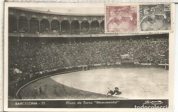 Postales: BARCELONA PLAZA DE TOROS ESCRITA - Foto 1