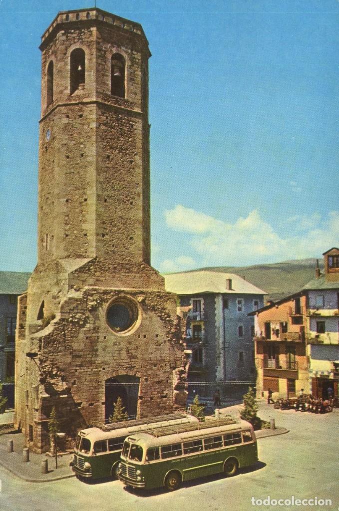 Cartes Postales: m04692 Puigcerda La Plaza 1959 Campa&ntilde;a N&ordm;1163 autobuses