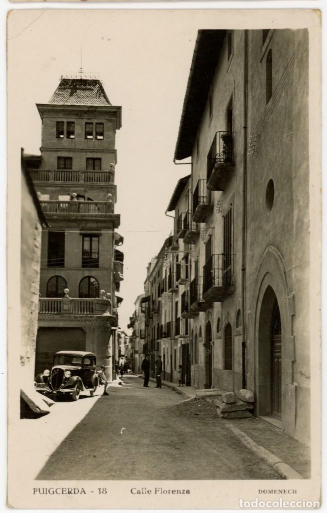 Postkarten: a06987 puigcerda calle florenza domenech n&ordm;18 fotografica circulada 1937 automovil