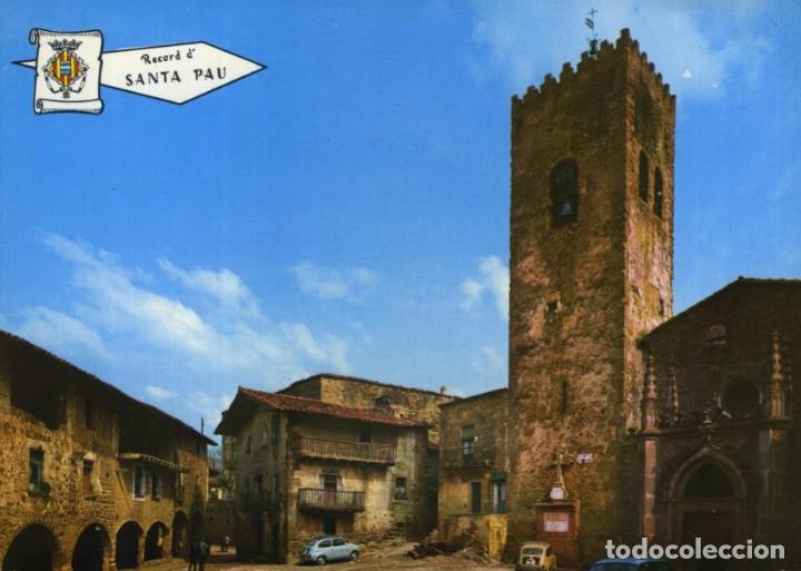 Postales: m05467 Santa Pau Plaza E Iglesia 1966 Pergamino N&ordm;1014 seat 600