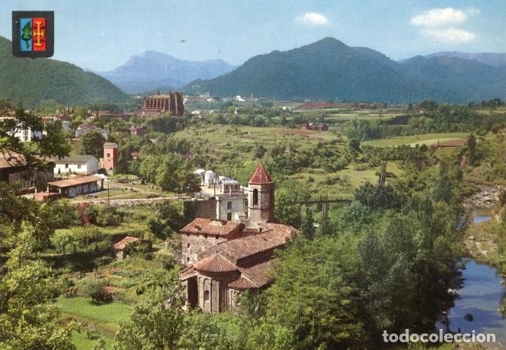 Postales: m05558 Sant Joan Les Fonts Iglesia Romanica Vista Parcial Y Al Fondo La Ca&ntilde;a 1968 Escudo De Oro N&ordm;34