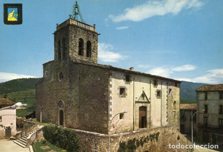 Cartoline: m05689 Sant Esteve D'en Bas Iglesia Parroquial Y Plaza Del Caudillo 1968 Escudo De Oro N&ordm;3456
