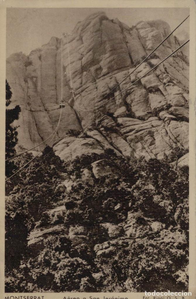 Postales: Montserrat. Telef&eacute;rico A&eacute;reo a San Jer&oacute;nimo. Foto Ripol. Huecograbado Mumbr&uacute;. / Circulada 1950