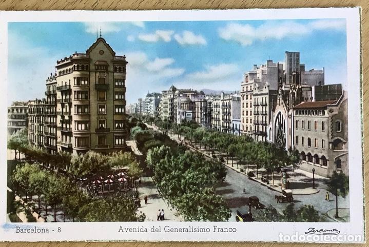 Postales: BARCELONA, 3 Avda del General&iacute;simo. Dumatzen, Zerkovitz. Coloreada sin circular. - Foto 1