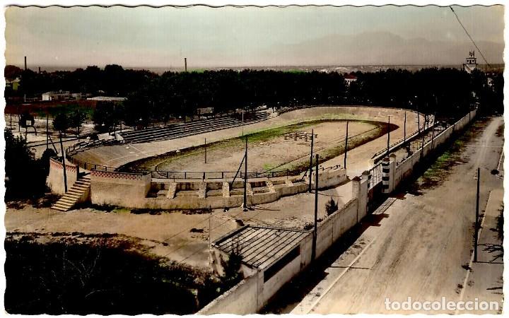 Postales: Tortosa - Estadio Municipal. Vel&oacute;dromo - Ed. Garc&iacute;a Garrabella n&ordm; 14 Coloreada - 150x99 mm.