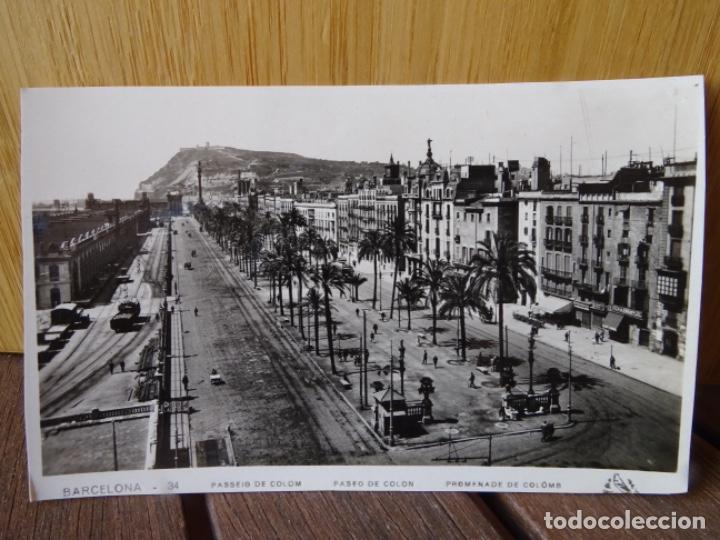 Postales: 34. BARCELONA. PASEO COL&Oacute;N. - Foto 1