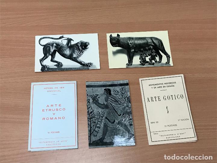 Postales: LOTE 3 TARJETA POSTAL ARTE ETRUSCO Y ROMANO + 2 CARTONES VACIOS ARTE ETRUCO Y G&Oacute;TICO JOAN ARTIGUES