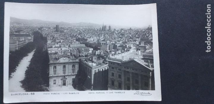Postales: BARCELONA-V12B-SXX-14X9CM-VISTA PARCIAL Y LAS RAMBLAS