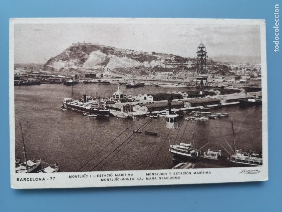 Cartes Postales: POSTAL BARCELONA N&ordm; 77 MONTJUICH Y ESTACION MARITIMA EDIC MUMBRU CATALU&Ntilde;A PERFECTA CONSERVACION