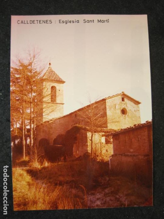 Postales: CALLDETENES-ESGLESIA SANT MARTI-MIDE 13 X 18 CM-FOTOGRAFIA ANTIGUA-(K-4324)
