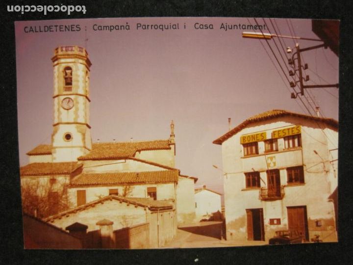 Postales: CALLDETENES-CASA PARROQUIAL I CASA AJUNTAMENT-MIDE 13 X 18 CM-FOTOGRAFIA ANTIGUA-(K-4325)