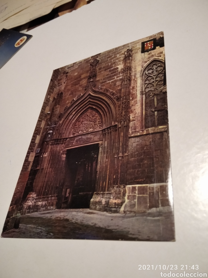 Postales: Postal Barcelona puerta Catedral - Foto 1