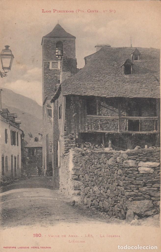 Postales: POSTAL DE LES - LA IGLESIA - VALLE DE ARAN PHOT. LABOUCHE NUM.180