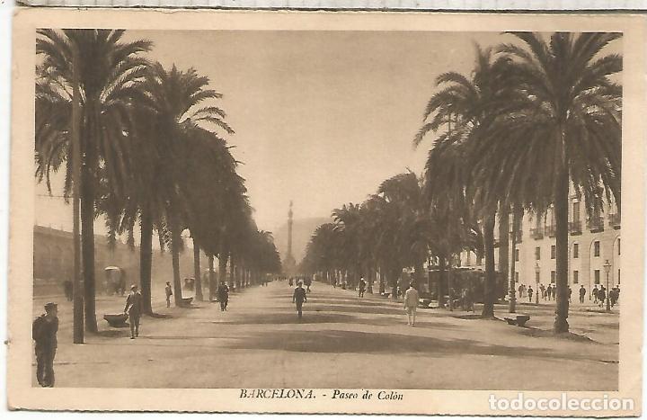 Postales: BARCELONA PASEO DE COLON ESCRITA - Foto 1