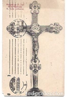 Postais: ANTIGUA POSTAL UPU 15 MONASTIR DE ST JOAN DE LES ABADESES CREU ROMANICA 1933