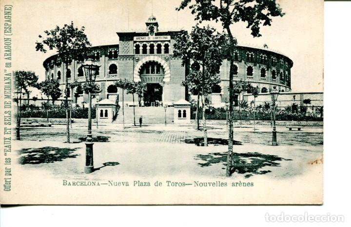 Postales: BARCELONA- PLAZA DE TOROS -LAS ARENAS-PUBLICIDAD EAUX ET SELS DE MEDIANA- SIN DIVIDIR