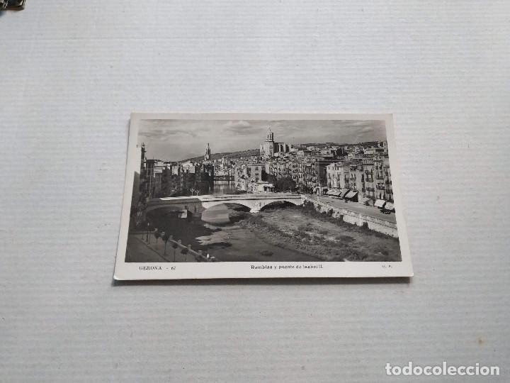 Postales: GIRON&Eacute;S - POSTAL GERONA - RAMBLAS Y PUENTE DE ISABEL II - Foto 1
