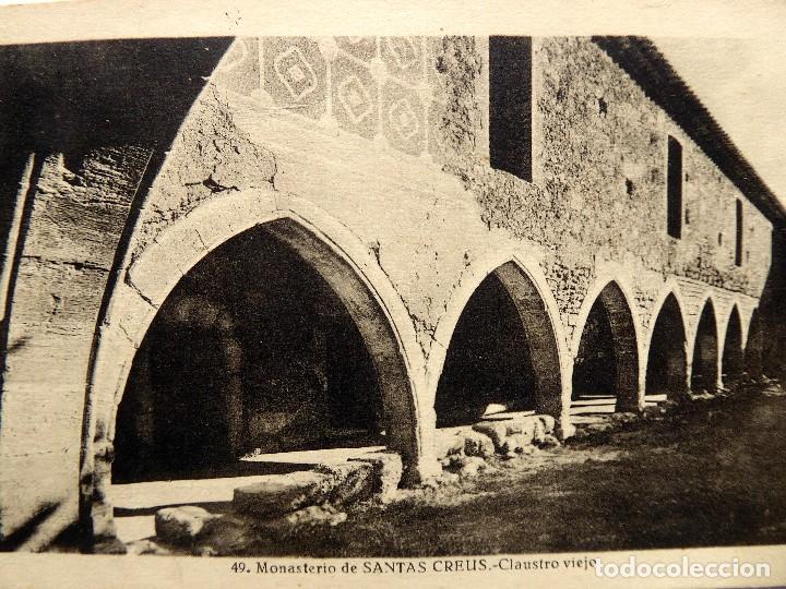 Cartoline: P-13014. MONASTERIO DE SANTAS CREUS. CLAUSTRO VIEJO. CIRCULADA. A&Ntilde;O 1939. CENSURADA. A&Ntilde;O VICTORIA.