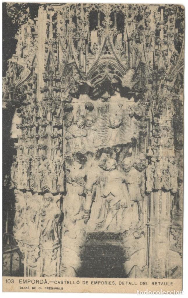 Cartes Postales: EMPORD&Aacute;: CASTELL&Oacute; DE EMPORIES, DETALL DEL RETAULA N&ordm;103 associaci&oacute; protectora enseyan&ccedil;a catalana
