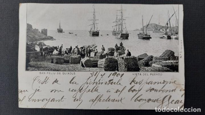 Postales: TARJETA POSTAL 1901 SAN FELUI DE GUIXOLS A MARSEILLAN (FRANCIA) SELLO ALFONSO XIII 10C