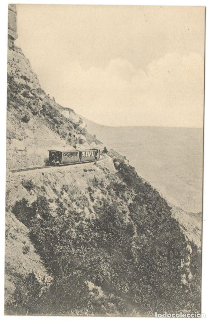 Postcards: MONTSERRAT: EL TREN PUJANT LA MONTANYA. circulada en 1915