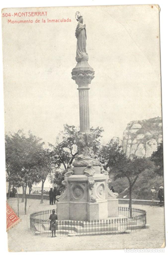 Postales: MONTSERRAT: MONUMENTO DE LA INMACULADA N&ordm;504 circulada en 1907