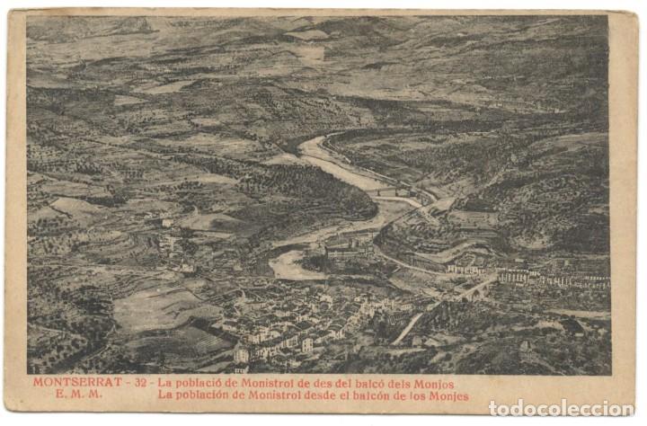 Postales: MONTSERRAT: LA POBLACI&Oacute; DE MONISTROL DE DES DEL BALC&Oacute; DELS MONJOS N&ordm;32 E.M.M.