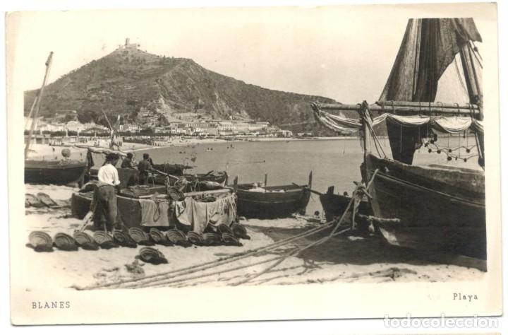 Postales: BLANES: PLAYA. LEONAR. circulada en 1944 - Foto 1