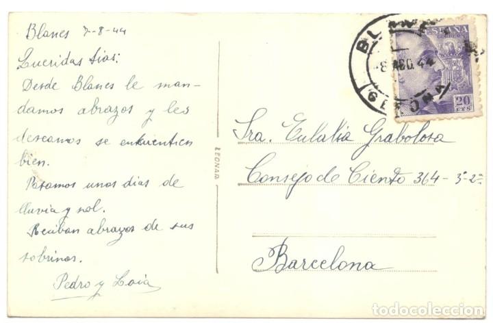 Postales: BLANES: PLAYA. LEONAR. circulada en 1944 - Foto 2