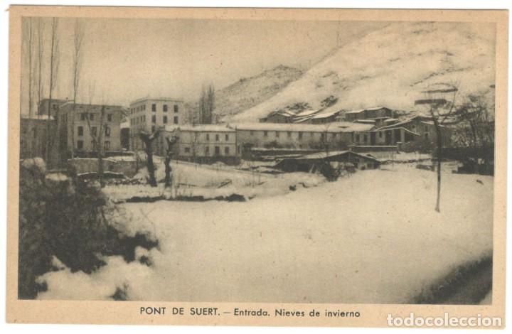 Postales: PONT DE SUERT: ENTRADA. NIEVES DE INVIERNO. EDICIONES E. SAURA. sin circular