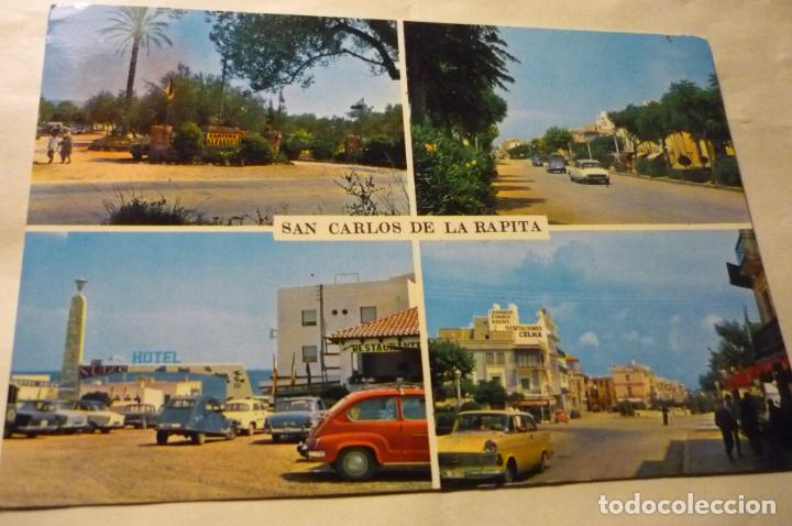 Postales: postal s.carlos rapita.-dif.spectos alfaques y paseo-hotel -coches seat circulada cm