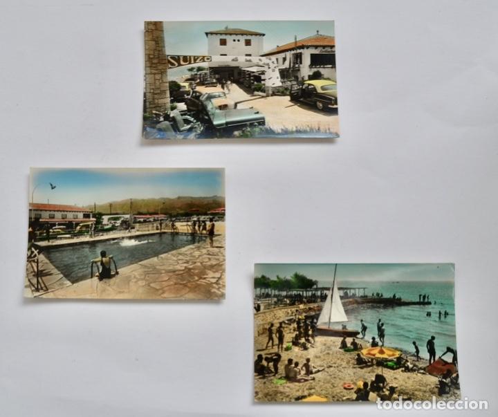 Postales: Atractivo Lote de 3 Postales Coloreadas. Hotel Suizo. San Carlos de La Rapita. Foto DAUFI y Guallart
