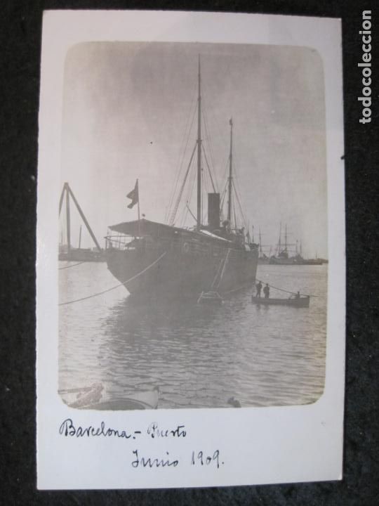 Postales: BARCELONA-PUERTO-BARCO-A&Ntilde;O 1909-FOTOGRAFICA-POSTAL ANTIGUA-(90.376)