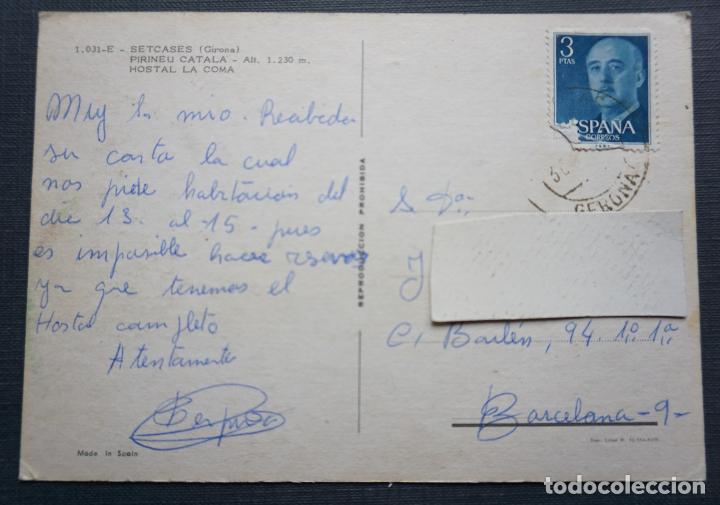 Postales: Setcases (Girona), Hostal La Coma, postal circulada de los a&ntilde;os 60 - Foto 2