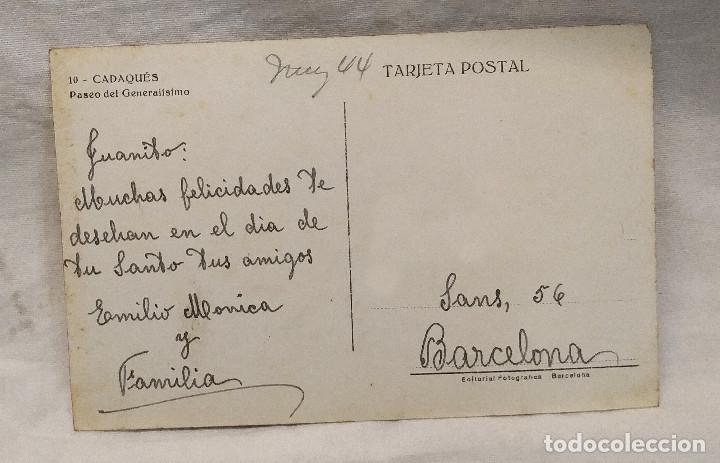 Postales: Cadaques Paseo Generalisimo a&ntilde;o 1944 Circulada - Foto 2