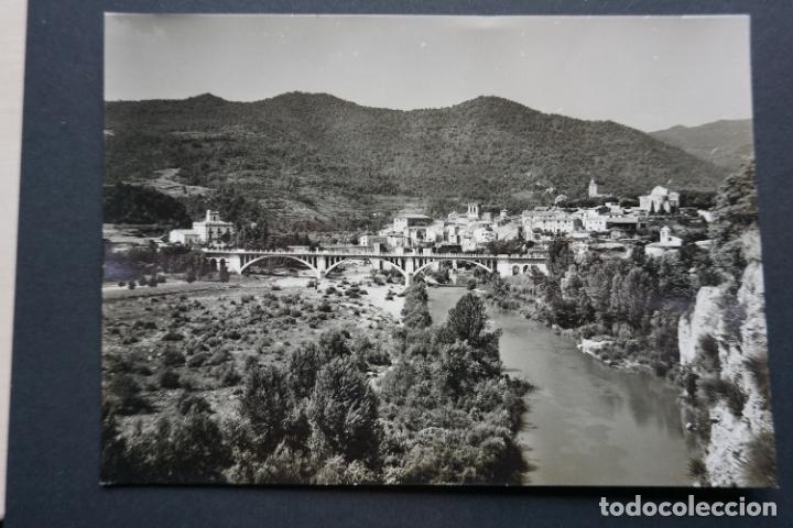 Postales: Besal&uacute;, vista general y rio Fluvia, postal circulada del a&ntilde;o 1961