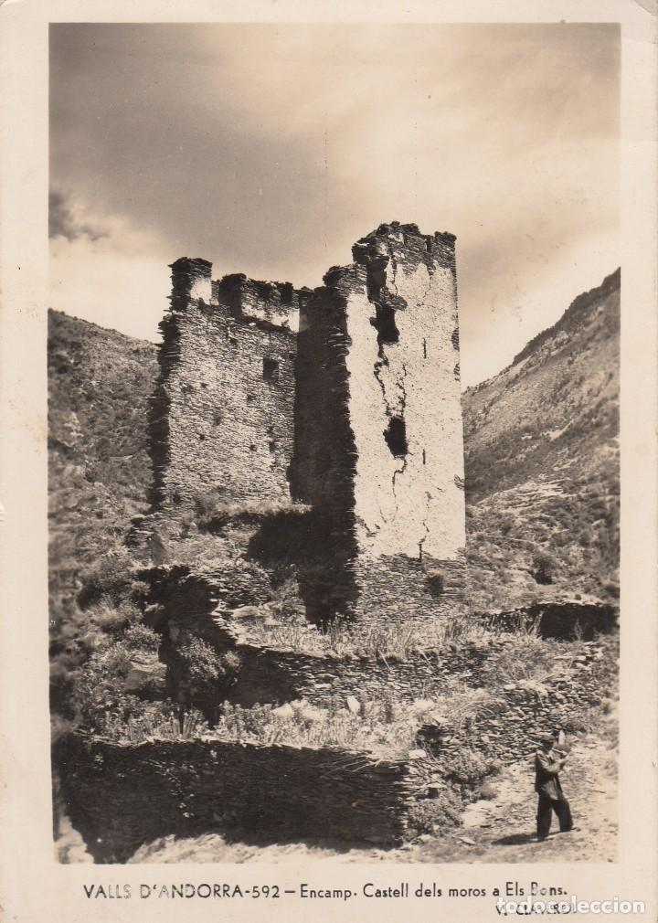 Postales: POSTAL VALLS D'ANDORRA -ENCAMP - CASTELL DELS MOROS A ELS BONS - EDICIONS CLAVEROL.