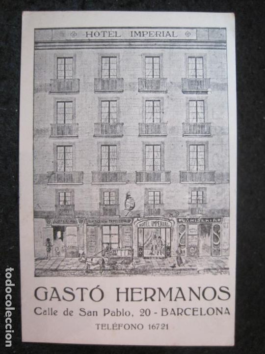 Postales: BARCELONA-HOTEL IMPERIAL-GASTO HERMANOS-PUBLICIDAD-POSTAL ANTIGUA-(91.033)