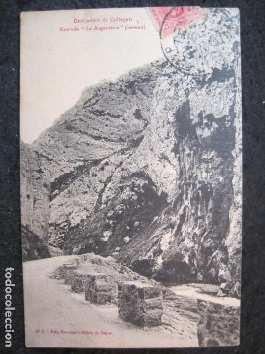 Postales: POBLA DE SEGUR-DESFILADERO DE COLLEGATS-CASCADA ARGENTERIA-9-JUAN ROCAFORT-POSTAL ANTIGUA-(91.233)