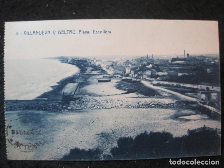 Postales: VILLANUEVA Y GELTRU-VILANOVA I LA GELTRU-PLAYA-ESCOLLERA-5-THOMAS-POSTAL ANTIGUA-(91.239)